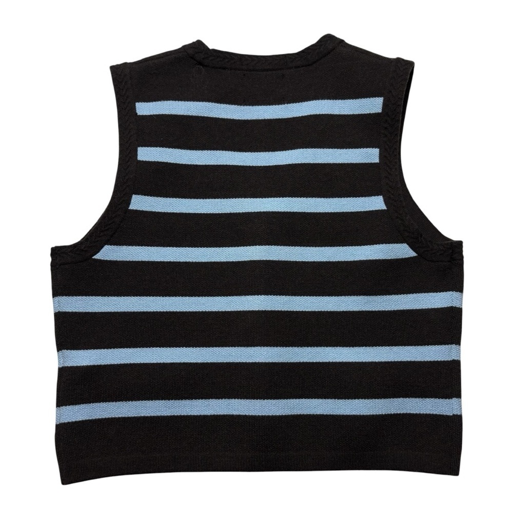 NWT Scotch & Soda Striped Knit Vest Hot Fudge Cerulean Gold Button M Cropped - Picture 2 of 10